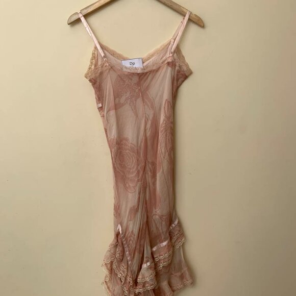 Fawn & Peach coloured floral printed strappy dress - Picture 3 of 4
